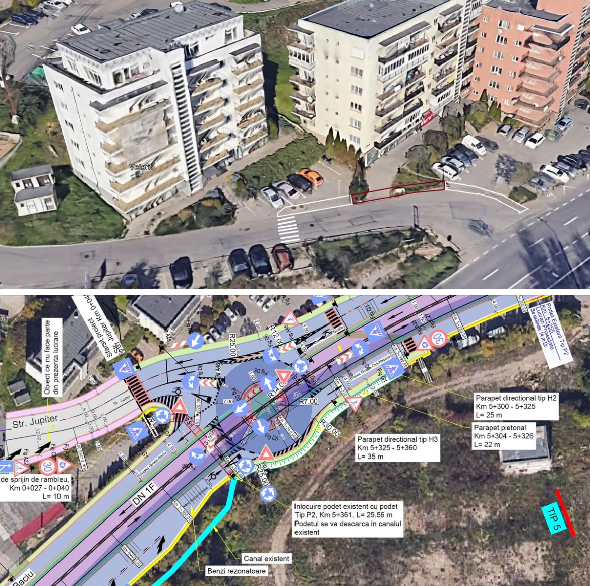 marcaje pe starda jupiter si pasaj denivelat proiect pe DN 1 F