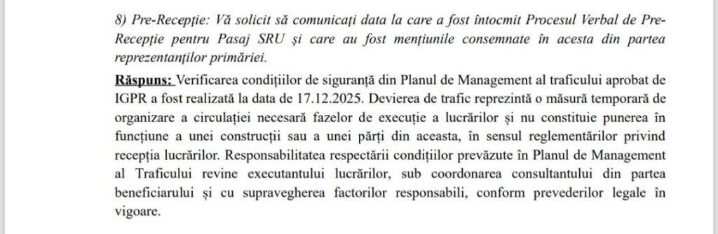 raspuns primarie pasaj DN1 SRU Florești