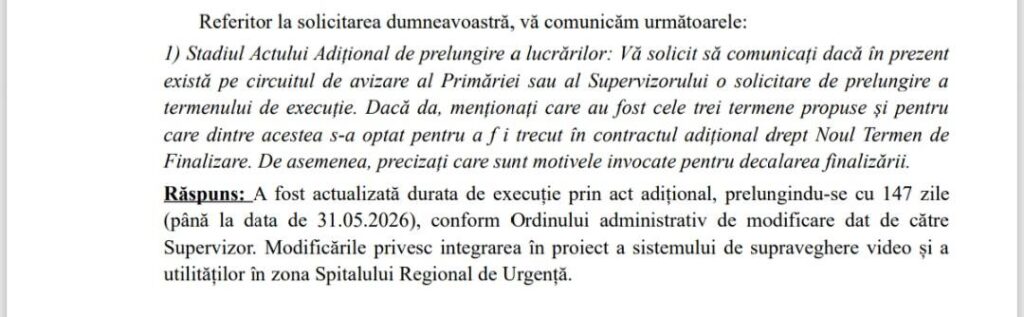 raspuns priamari cluj tronson I centura metropolitana