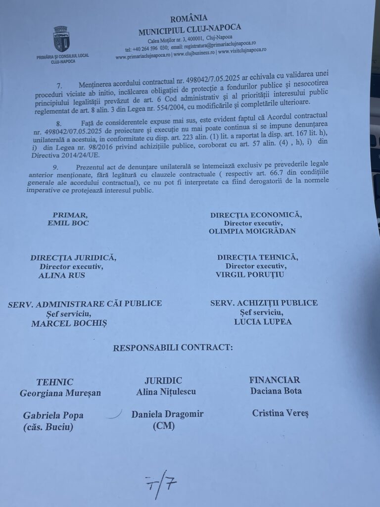 denuntare centura contract