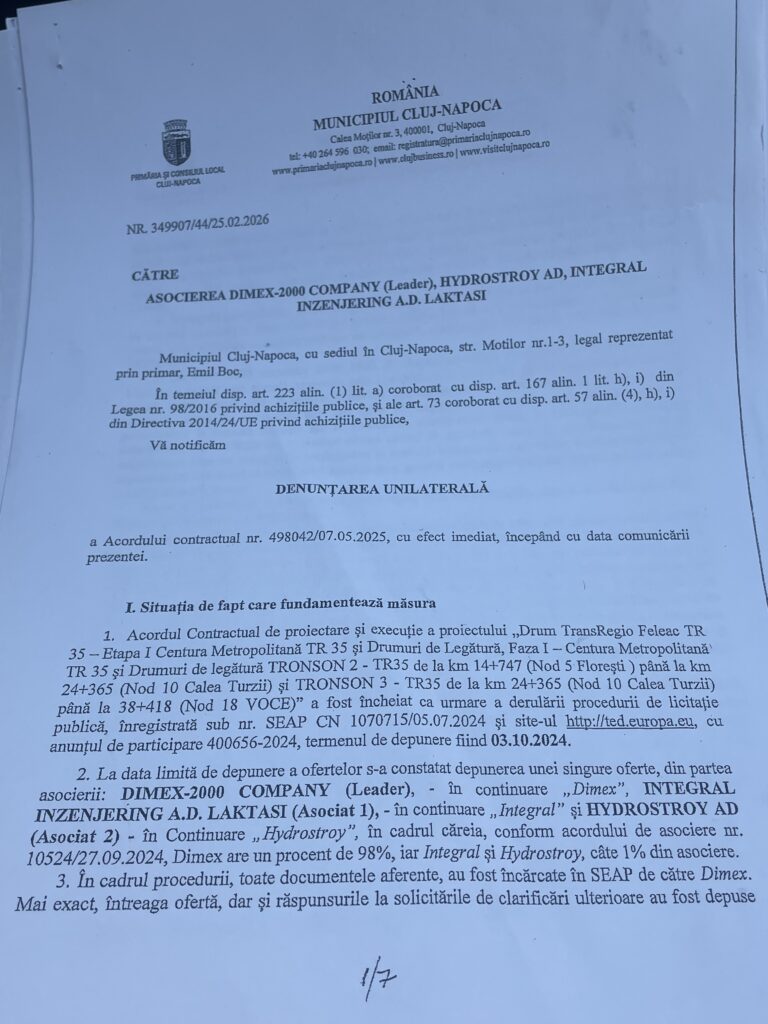 rezilierea contract centura 
