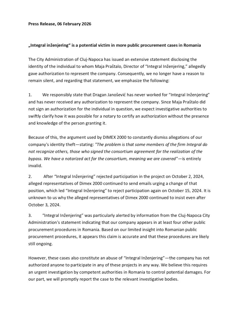 asociatia pro infrastructura integral licitatie cluj 