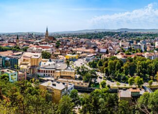 Aerial,Panoramic,View,Of,Cluj,Napoca,City,In,Transylvania,,Romania.