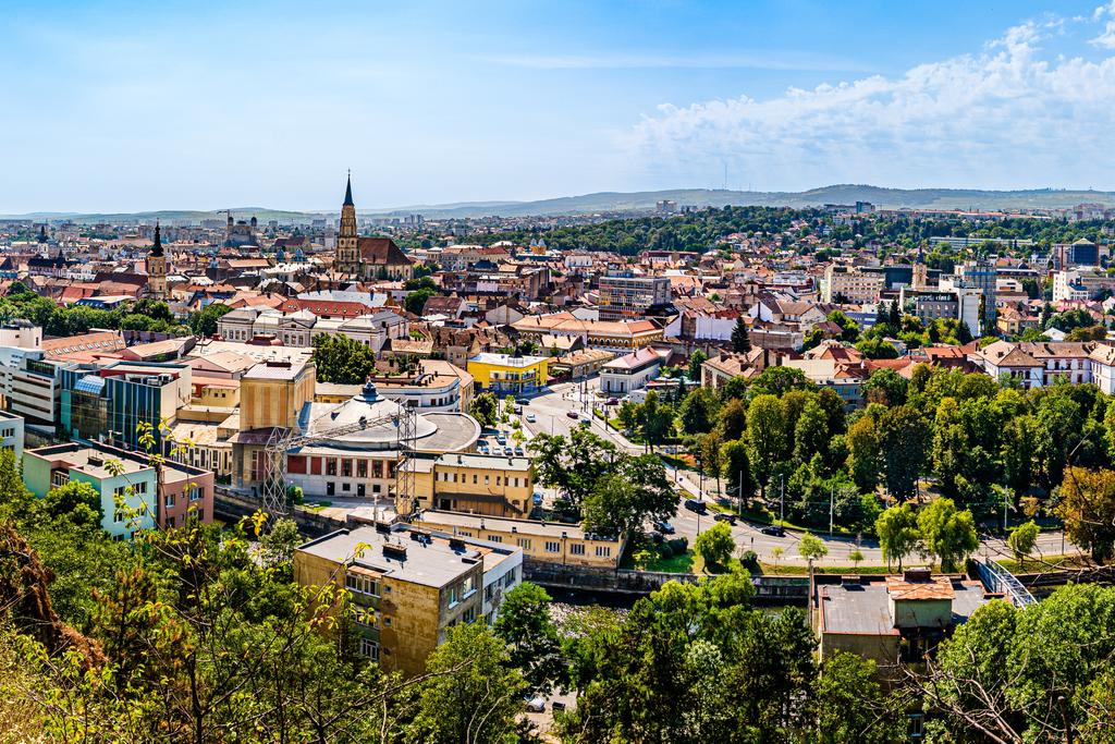 Aerial,Panoramic,View,Of,Cluj,Napoca,City,In,Transylvania,,Romania.