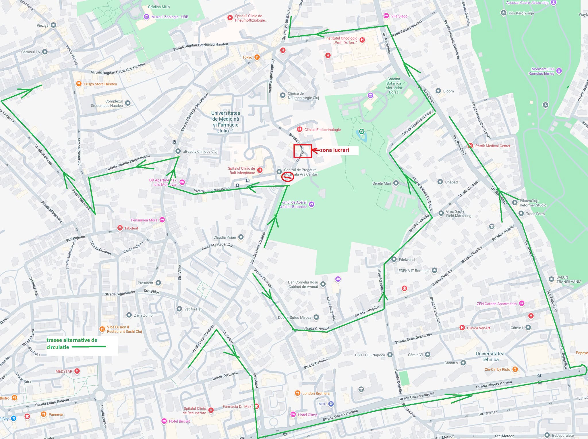 pasteur cluj harta stiri priamria