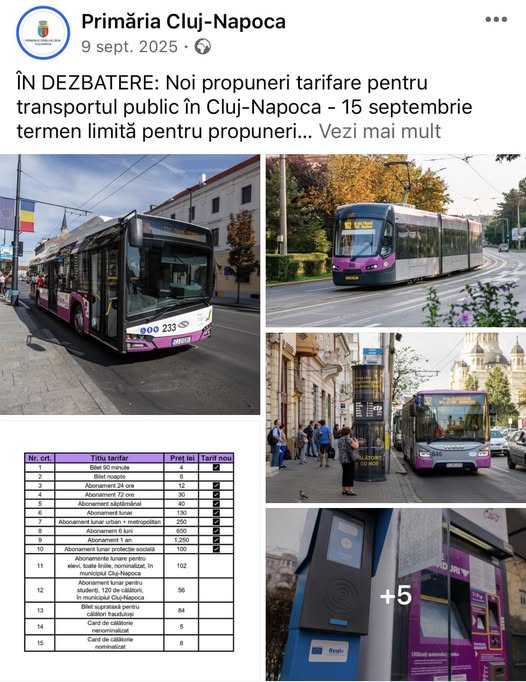 proiect grila tarifara transport public cluj