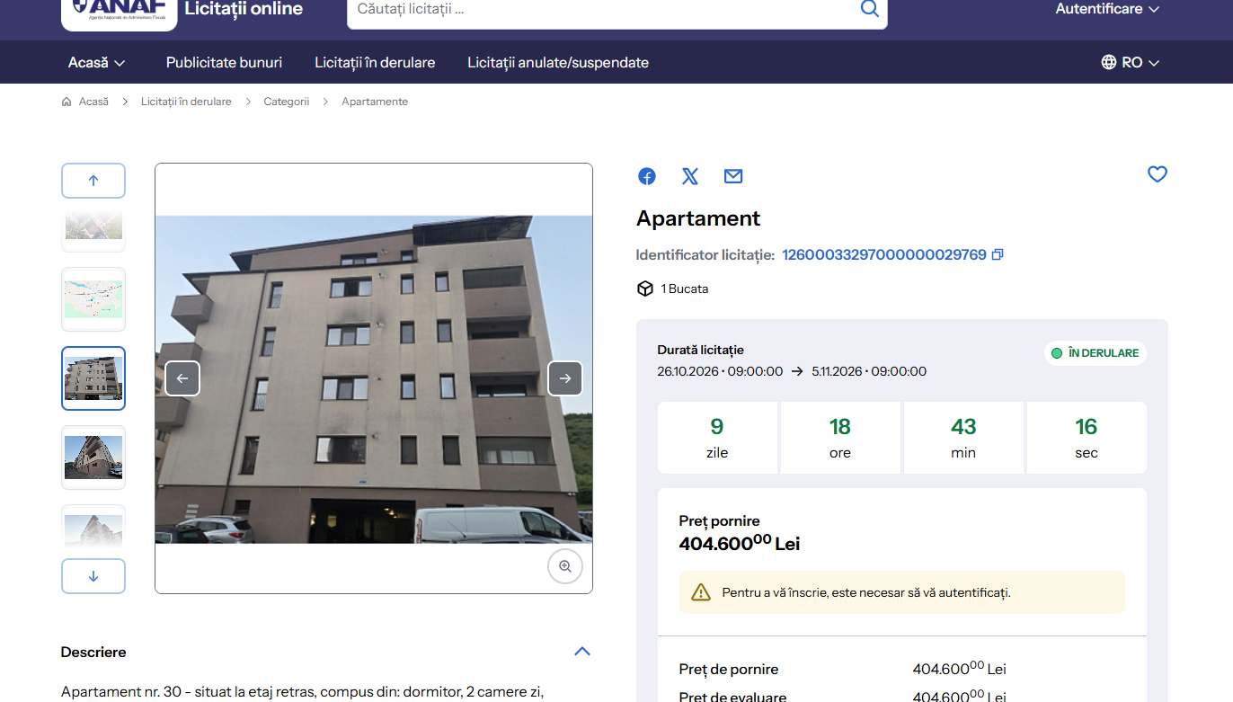 apartament floresti anaf licitatie