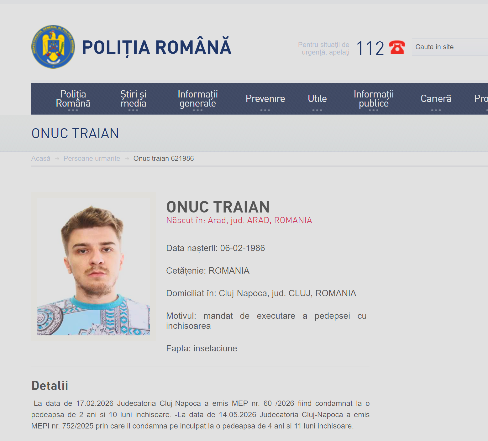 traian onuc politia romana persoane cautate