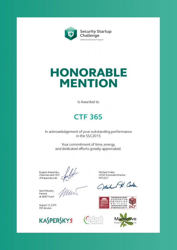 MIT Boston - Honorable Mention. Sursa foto: CTF365