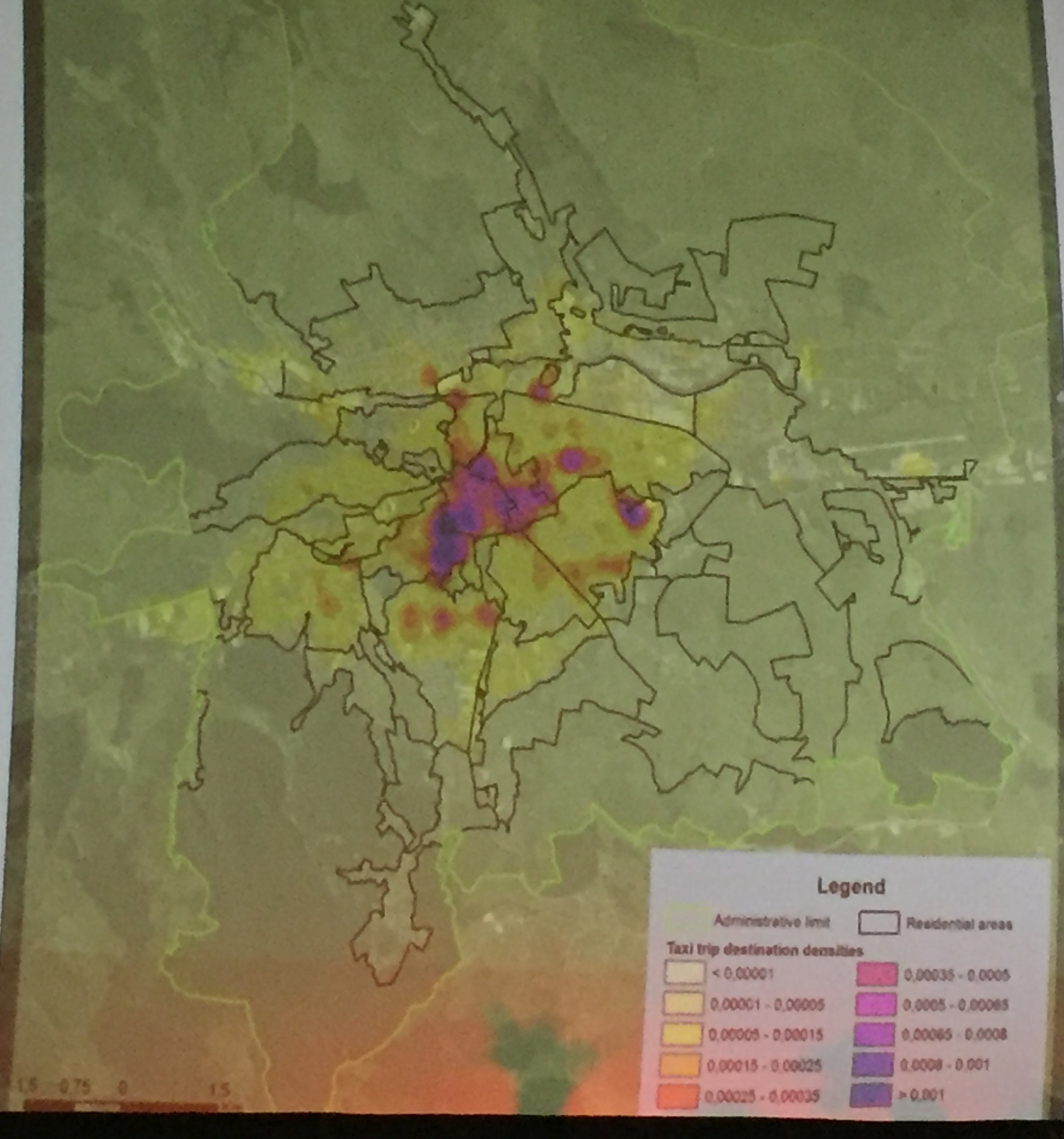 Destinatii taxi cartiere, sursa foto: studiu Transport mobility and socio-spatial segregation, coordonator Benedek Jozsef